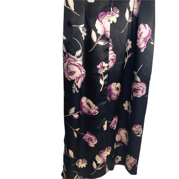 Vintage California Concepts Satin Purple Floral Sleeveless Dress Large - Picture 6 of 13